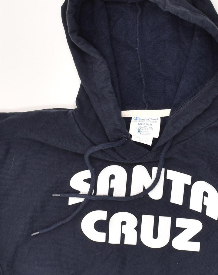 CHAMPION Womens Graphic Hoodie Jumper UK 14 Medium Navy Blue Cotton | Vintage Champion | Thrift | Second-Hand Champion | Used Clothing | Messina Hembry 