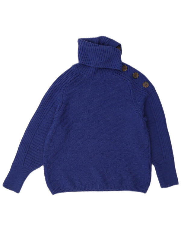 Marks & Spencer Womens Roll Neck Jumper Sweater UK 10 Small Blue Acrylic