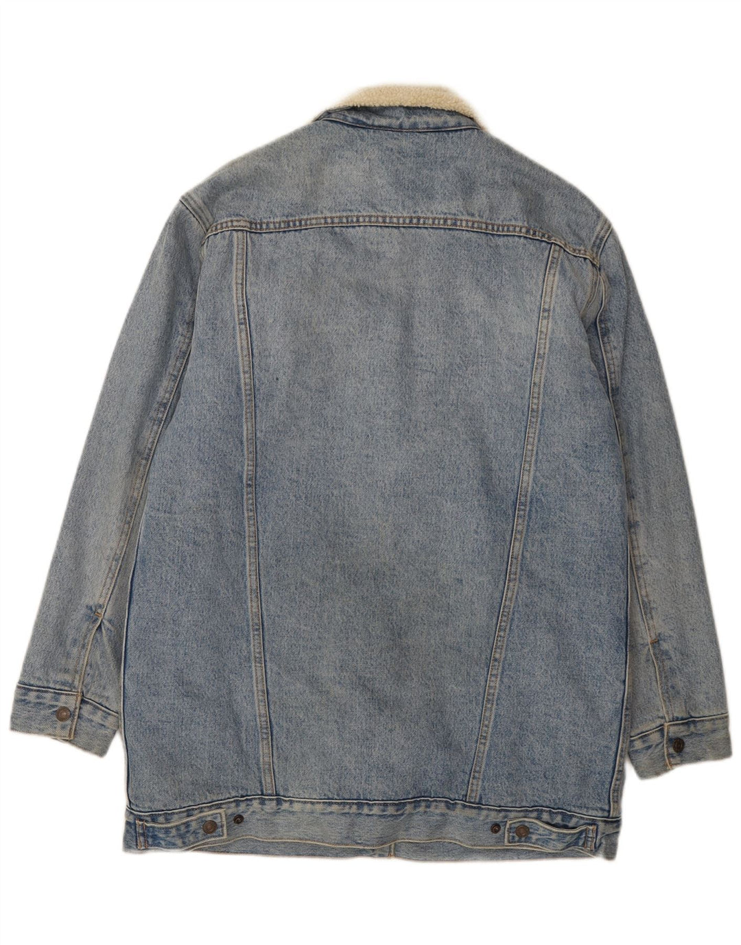 Levi's Womens Denim Sherpa Jacket UK 38 Medium Blue Cotton