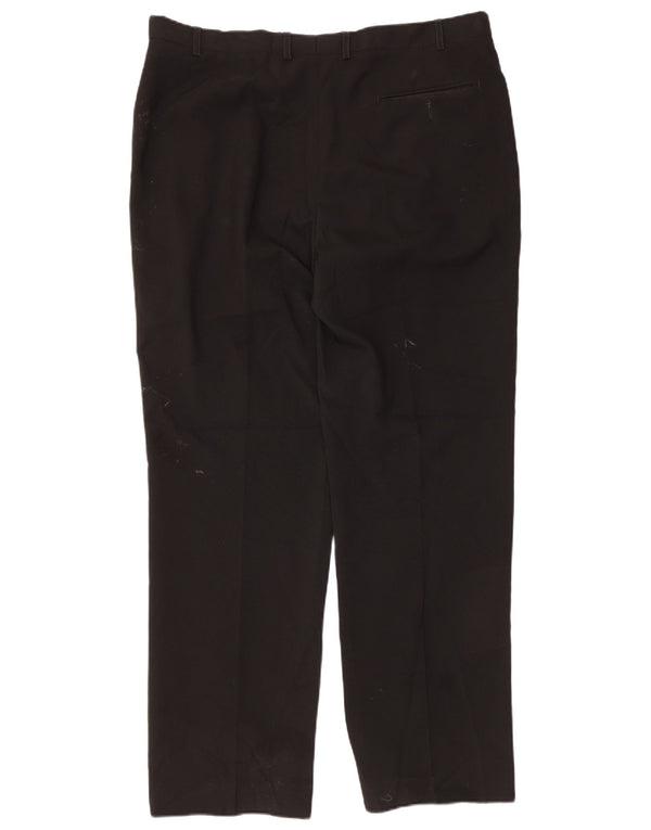 Pantaloni da abito dritti da uomo Marks & Spencer W38 L31 poliestere nero
