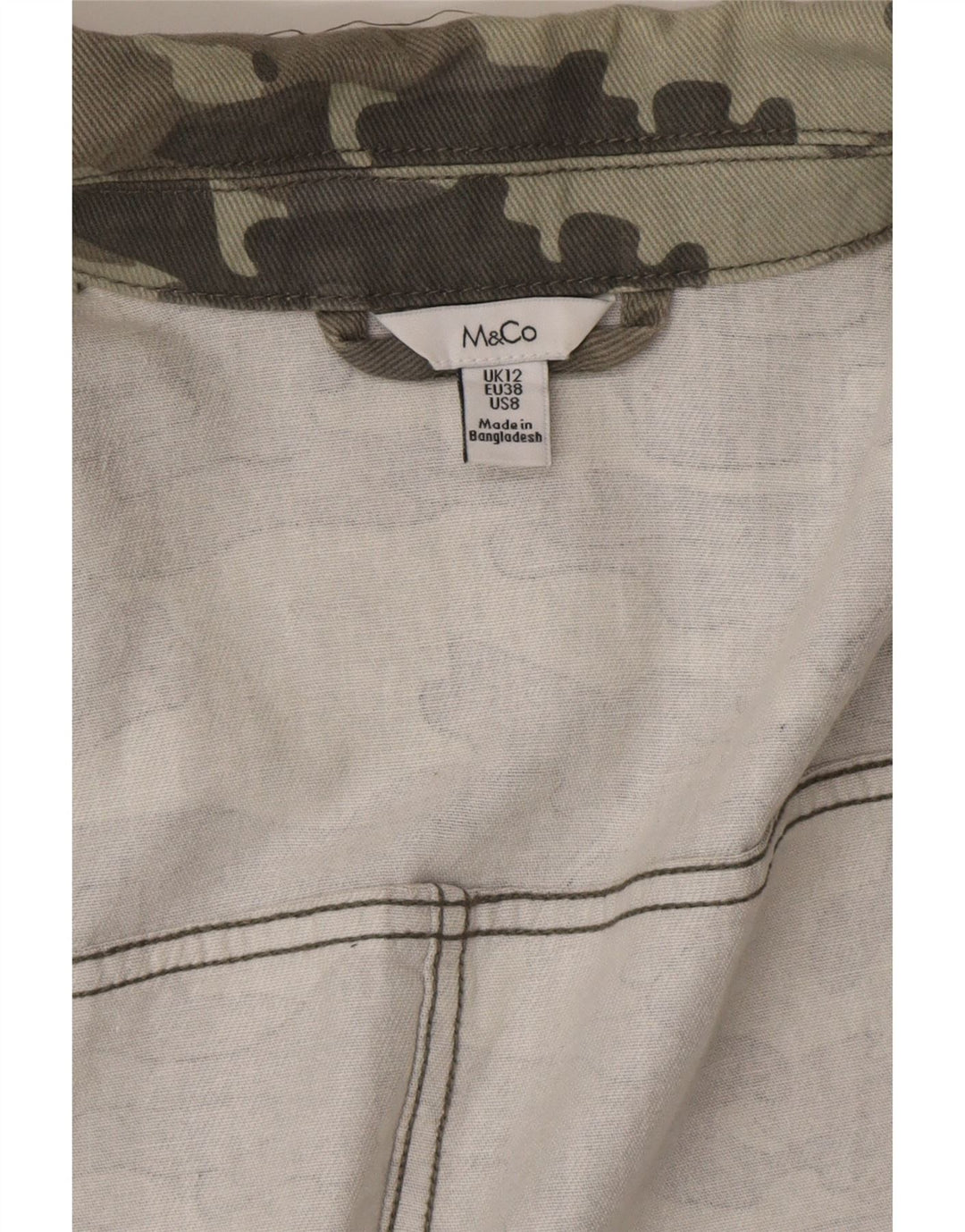 M&Co Womens Military Jacket UK 12 Medium  Green Camouflage Cotton