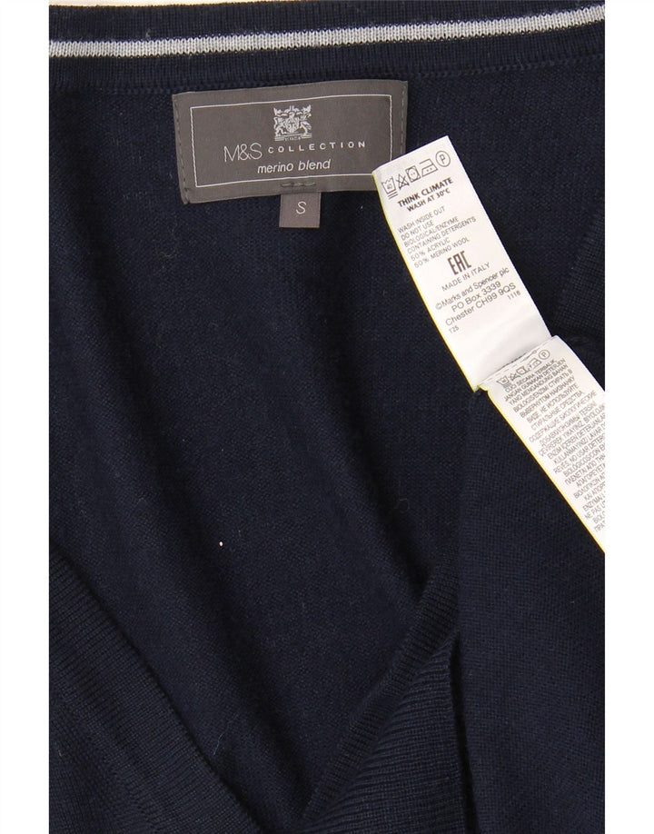 Marks & Spencer Mens Cardigan Sweater Small Navy Blue Acrylic