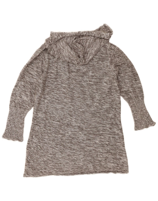 Roxy Damen-Pullover mit 3/4-Ärmeln und Kapuze, V-Ausschnitt, UK 18, XL, Grau meliert