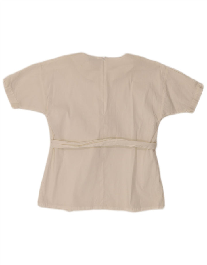 BENETTON Girls Blouse Top 8-9 Years Large White Cotton