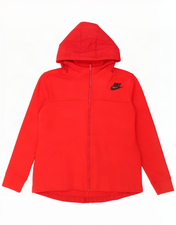 Nike Womens Zip Hoodie Sweater UK 14 Medium Red Cotton