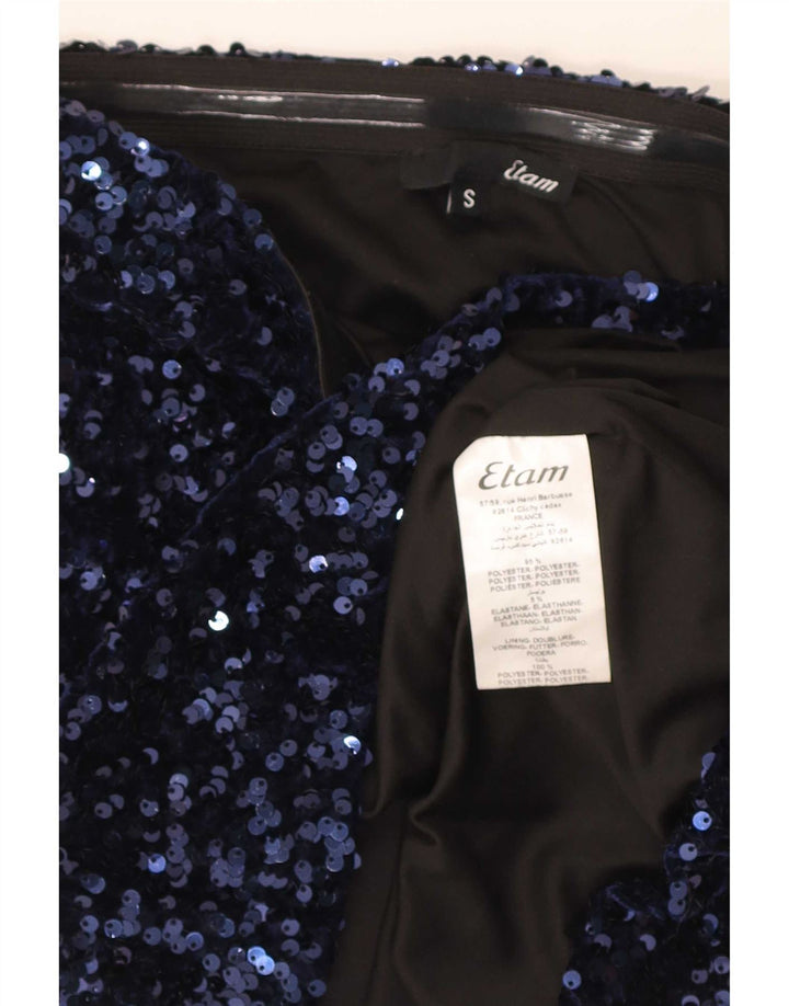 Etam Womens Crop Strapless Top 10 Small Navy Blue Polyester