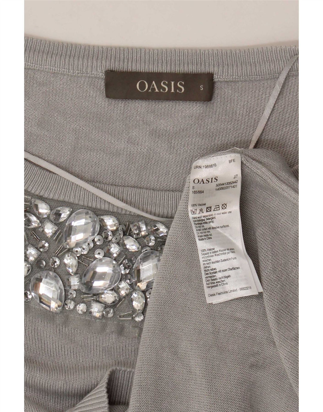 Oasis Womens Boat Neck Jumper Sweater UK 10 Small Grey Viscose
