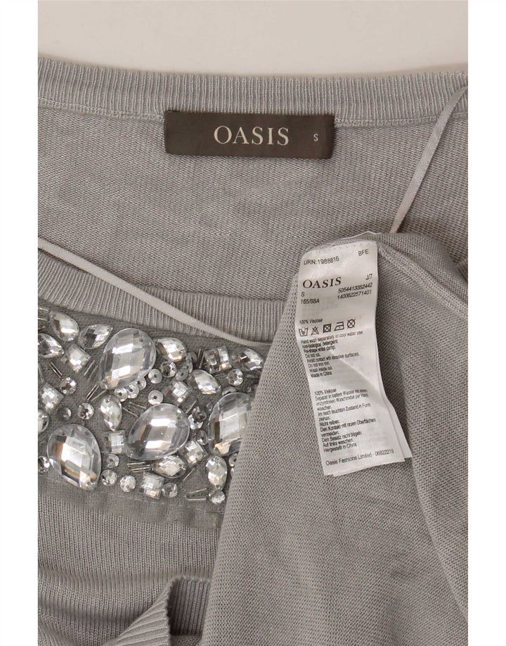 Oasis Womens Boat Neck Jumper Sweater UK 10 Small Grey Viscose