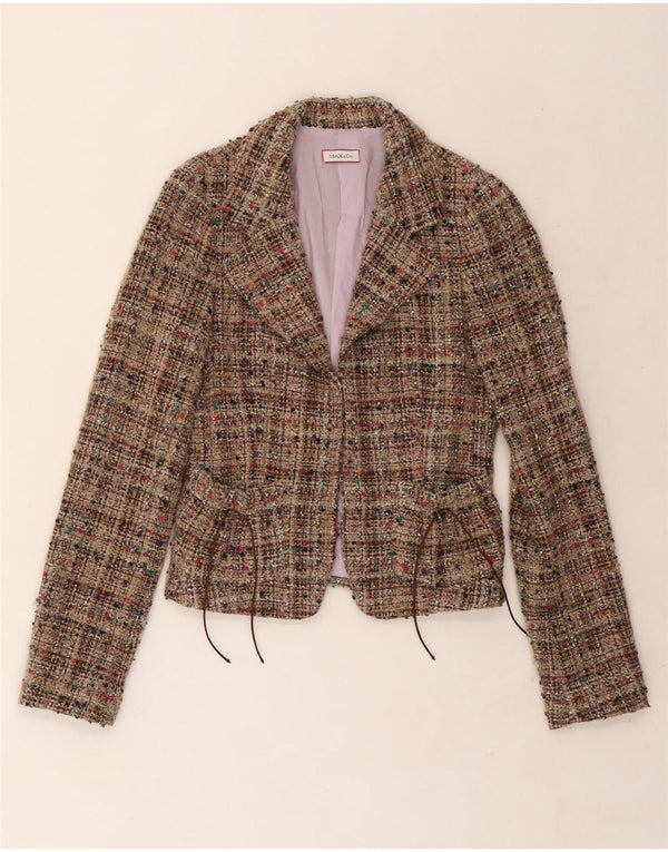 Jaqueta Blazer Feminina Max & Co. Reino Unido 10 Pequena Lã Bege Salpicada