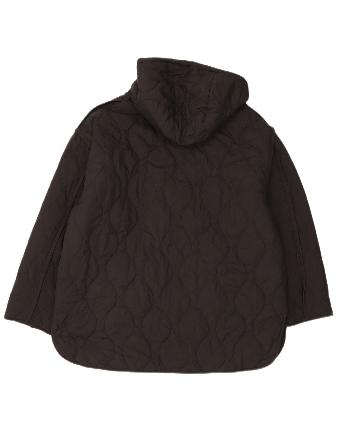 Giacca trapuntata oversize con cappuccio da donna Zara UK 10 piccola poliestere nero