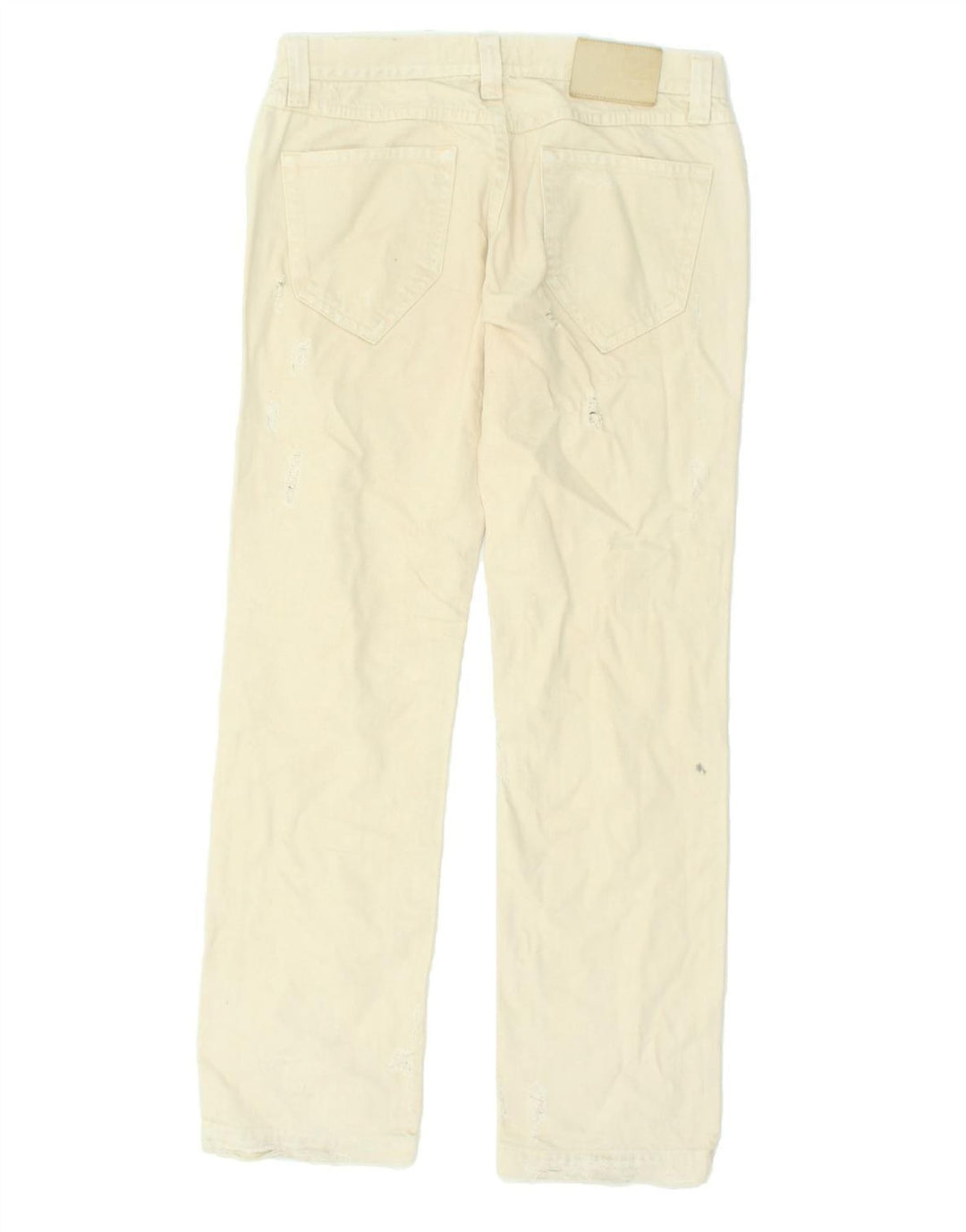 RICHMOND Mens Distressed Straight Jeans W34 L32  Beige Cotton | Vintage Richmond | Thrift | Second-Hand Richmond | Used Clothing | Messina Hembry 