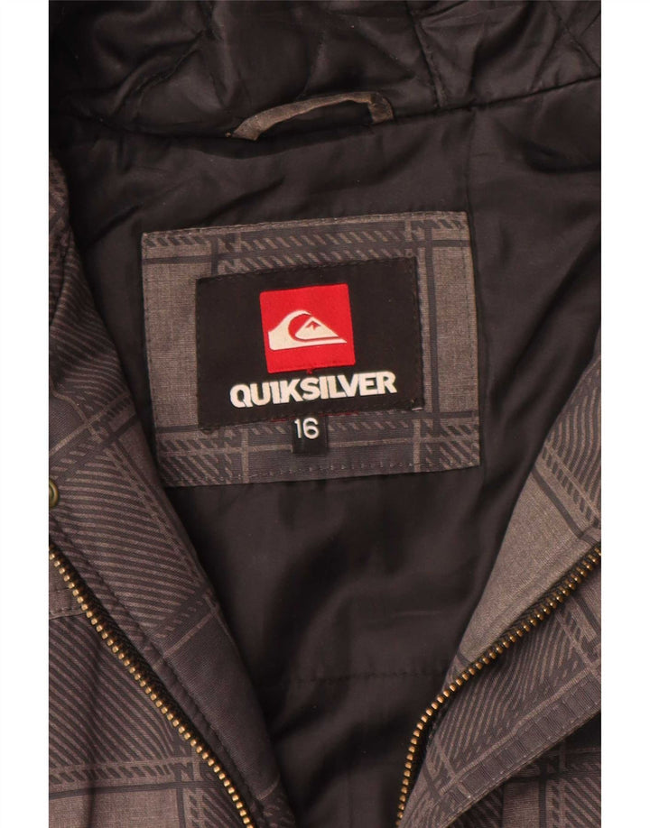 Giubbotto bomber con cappuccio Quiksilver da ragazzo 15-16 anni in poliestere a quadri grigio