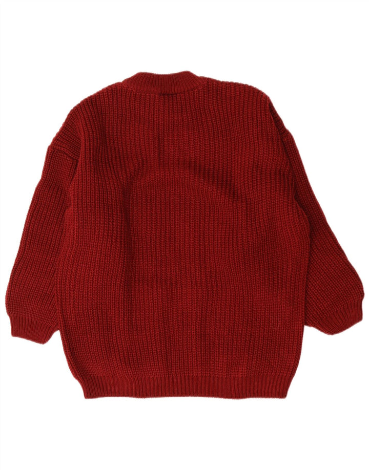 Vintage Womens Oversized Crew Neck Jumper Sweater EU 38/40 Medium Maroon