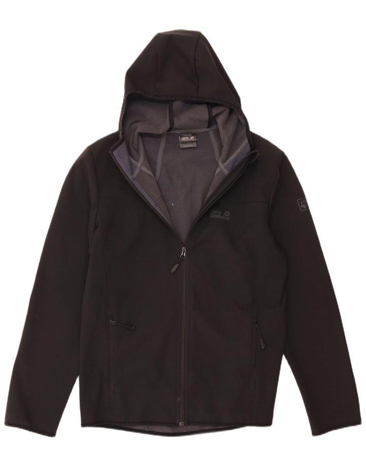 Jack Wolfskin Mens Hooded Windbreaker Jacket UK 40/42 Large Black Polyester