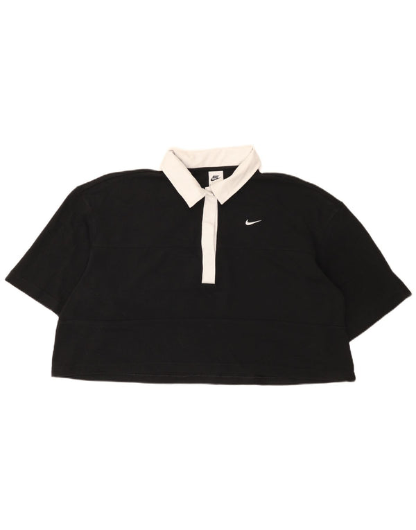 Tricou polo supradimensionat pentru femei Nike UK 14 Medium Black Colorblock Bumbac