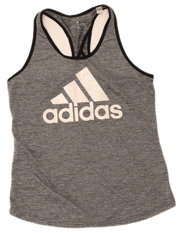 Adidas Womens Graphic Vest Top UK 16/18 Grande Cinza Poliéster