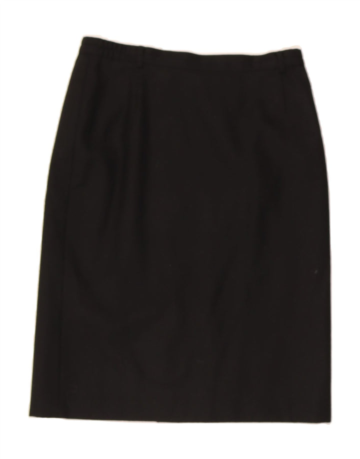 LIBRA Womens A-Line Skirt UK 14 Large W32 Black Wool Vintage Libra and Second-Hand Libra from Messina Hembry 