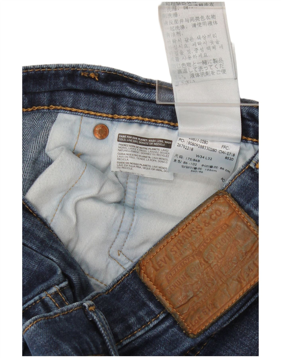 Levi's Mens Slim Tapered Jeans W34 L29 Blue Cotton