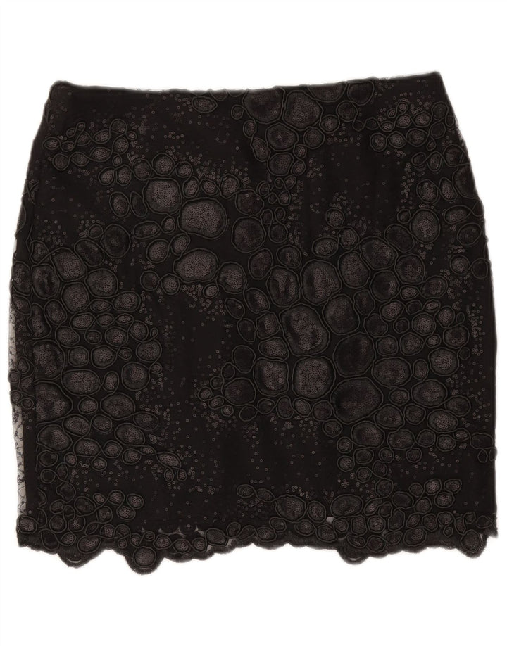 Reiss Womens Abstract Pattern Mini Skirt W30 Medium Black Polyester