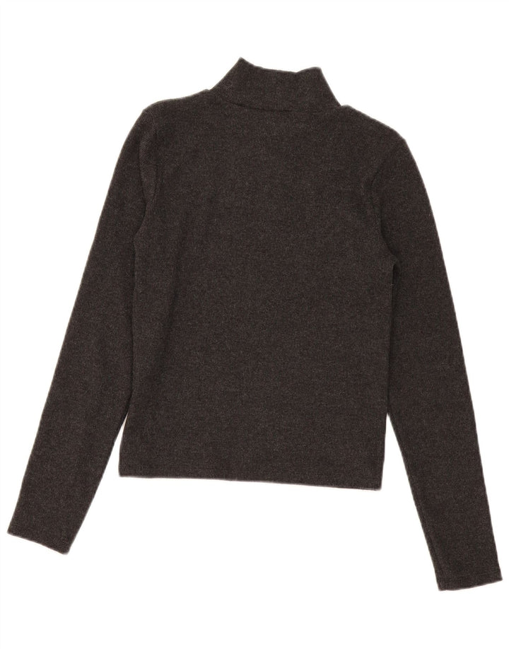 Zara Womens Crop Top Langærmet UK 12 Medium Sort Polyester