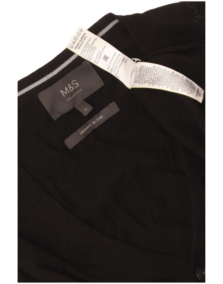 Pulover cardigan pentru bărbați Marks & Spencer, mare, negru, acrilic