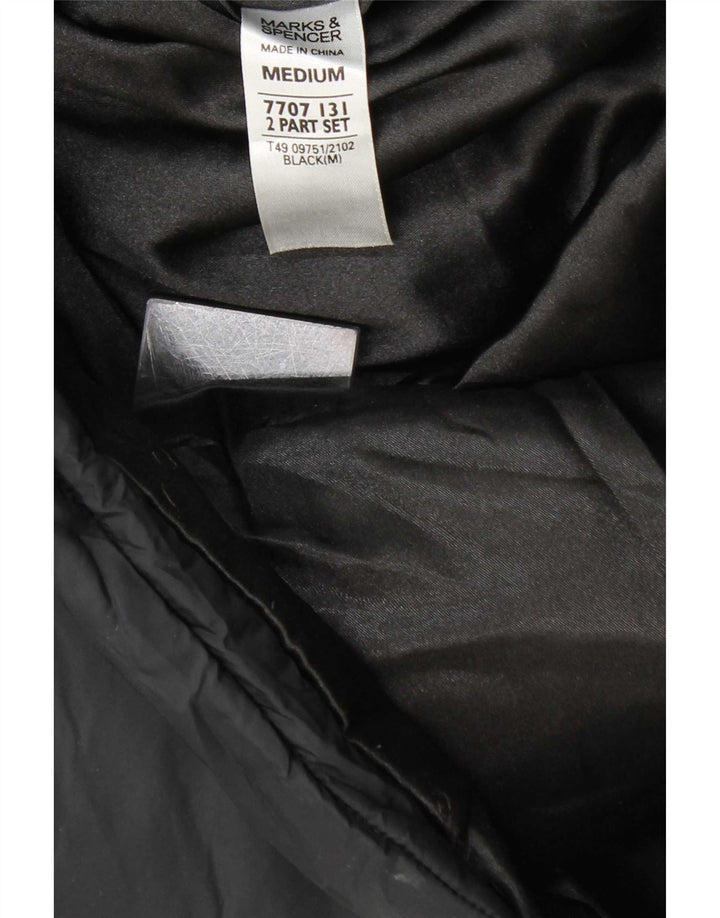 Giacca imbottita con cappuccio da donna Marks & Spencer UK 14 media nera in poliammide