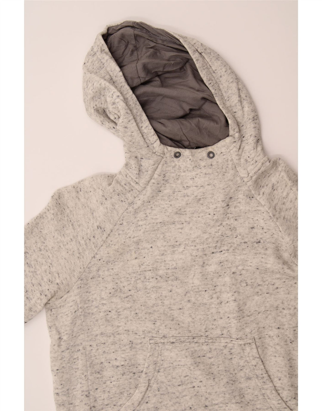 ADIDAS Womens Oversized Hoodie Jumper UK 8/10 Small Grey Flecked Polyester Vintage Adidas and Second-Hand Adidas from Messina Hembry 
