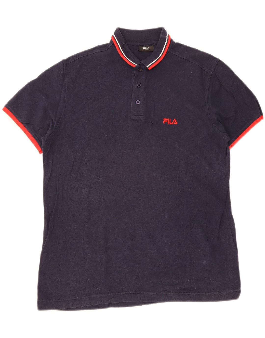 FILA Mens Polo Shirt Medium Navy Blue Cotton Vintage Fila and Second-Hand Fila from Messina Hembry 