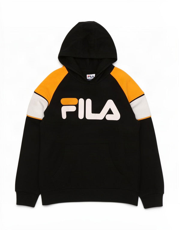 Fila Boys Graphic Hoodie Jumper 13-14 Years Black Colourblock Cotton