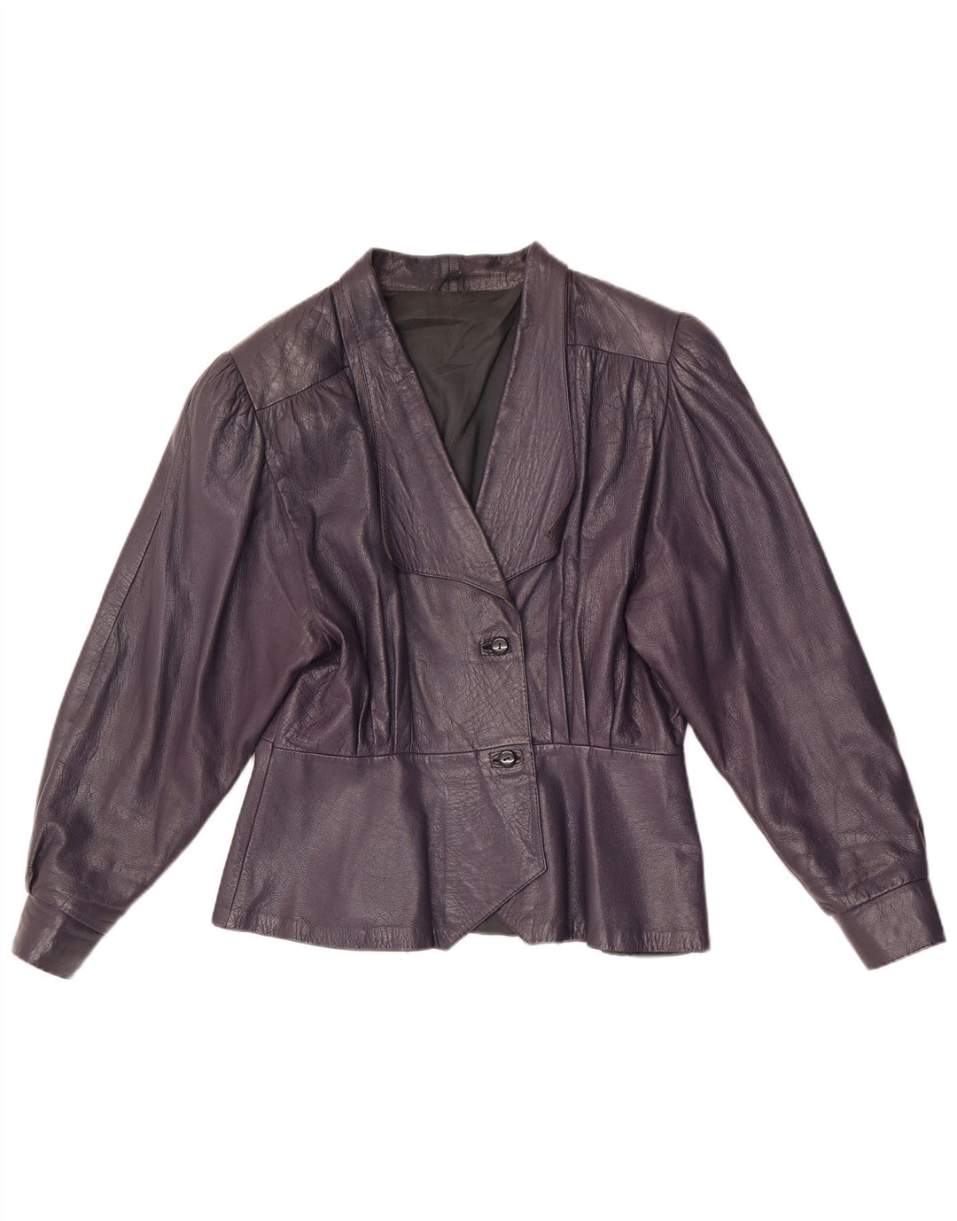 Vintage Womens 2 Button Leather Blazer Jacket UK 8 Small Purple