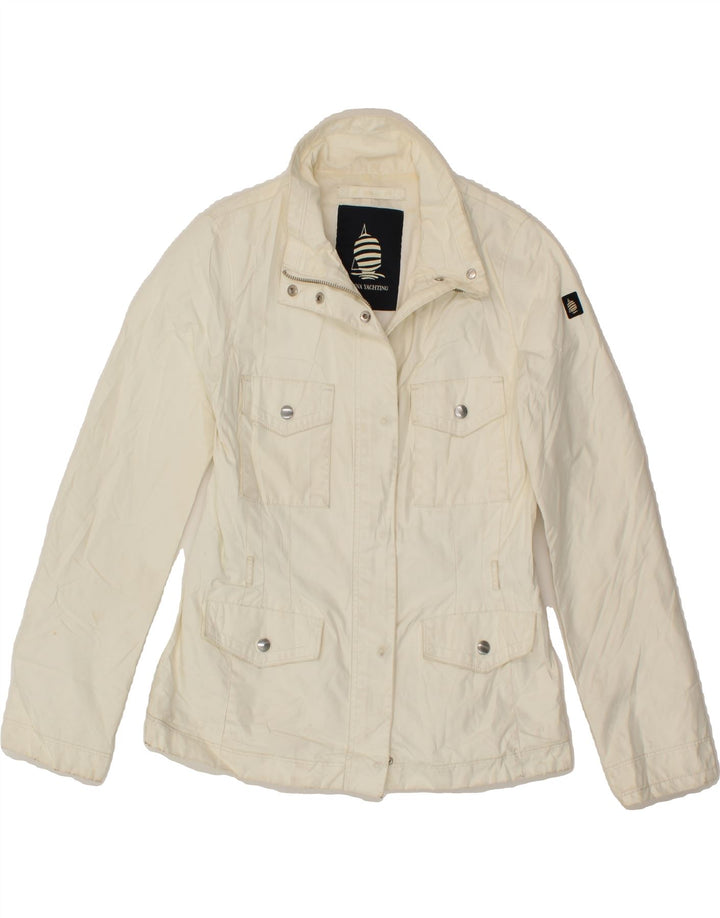 MARINA YACHTING Womens Utility Jacket IT 40 Small White Polyester Vintage Marina Yachting and Second-Hand Marina Yachting from Messina Hembry 