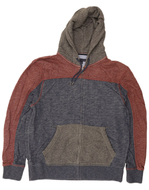 Tommy Hilfiger Herre hættetrøje med lynlås Stor marineblå Colourblock Bomuld