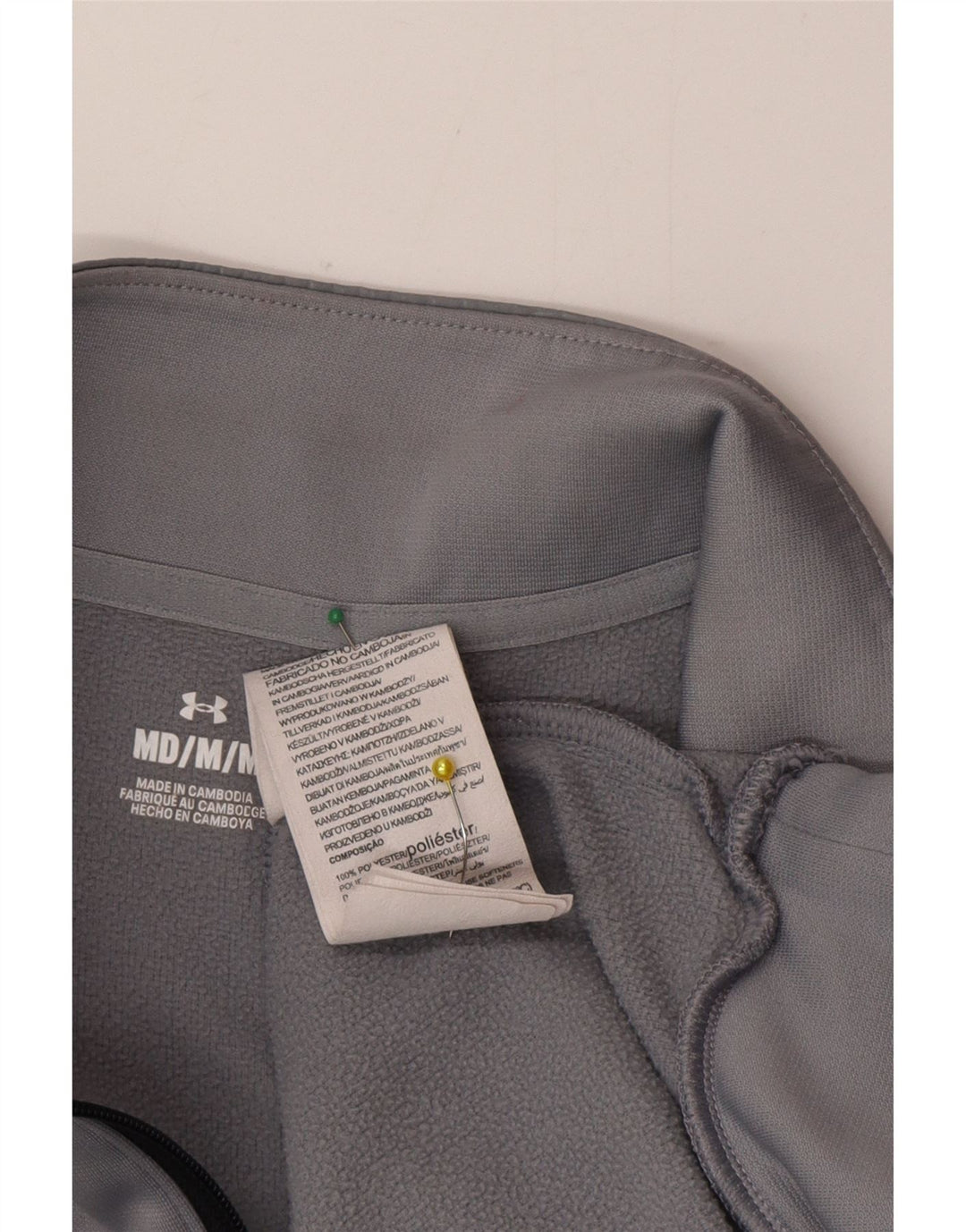 Felpa da uomo Under Armour con zip e collo, maglione, poliestere grigio medio
