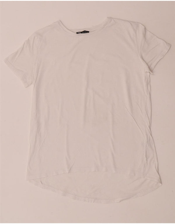 Zara Womens T-Shirt Top UK 10 Small White Cotton