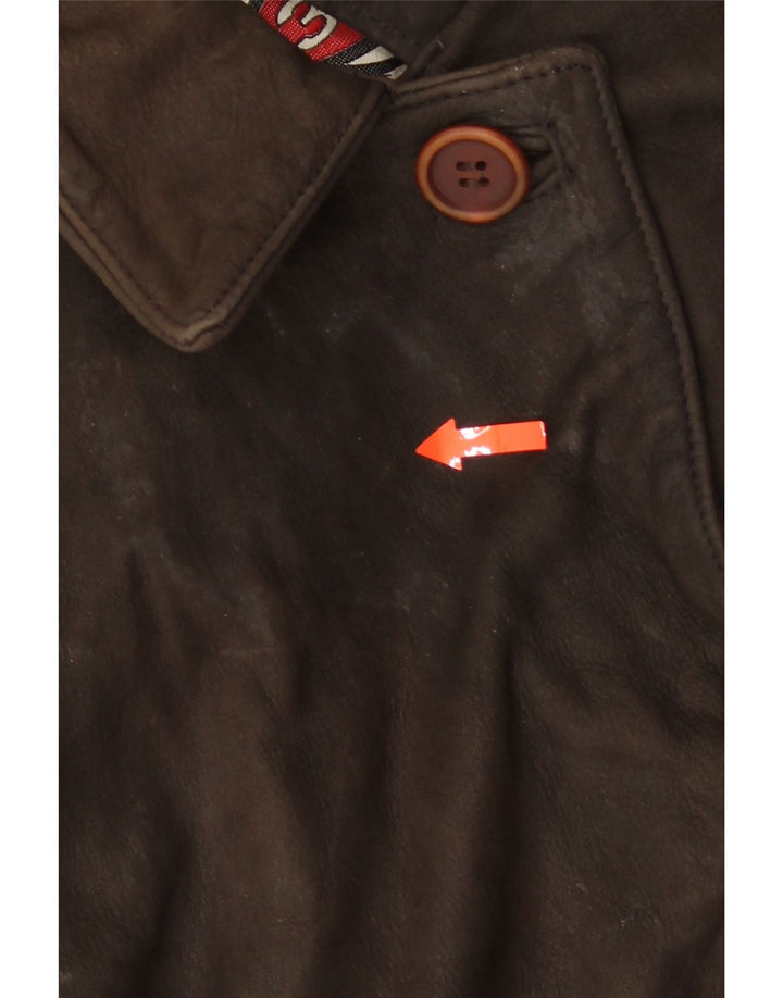 VINTAGE Womens Leather Jacket EU 44 XL Brown Leather