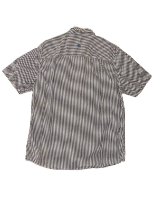 Camisa de manga corta para hombre Fat Face de algodón a cuadros azul grande