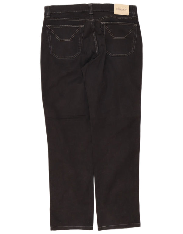 Jeckerson Mens Straight Jeans W36 L32 Black Cotton