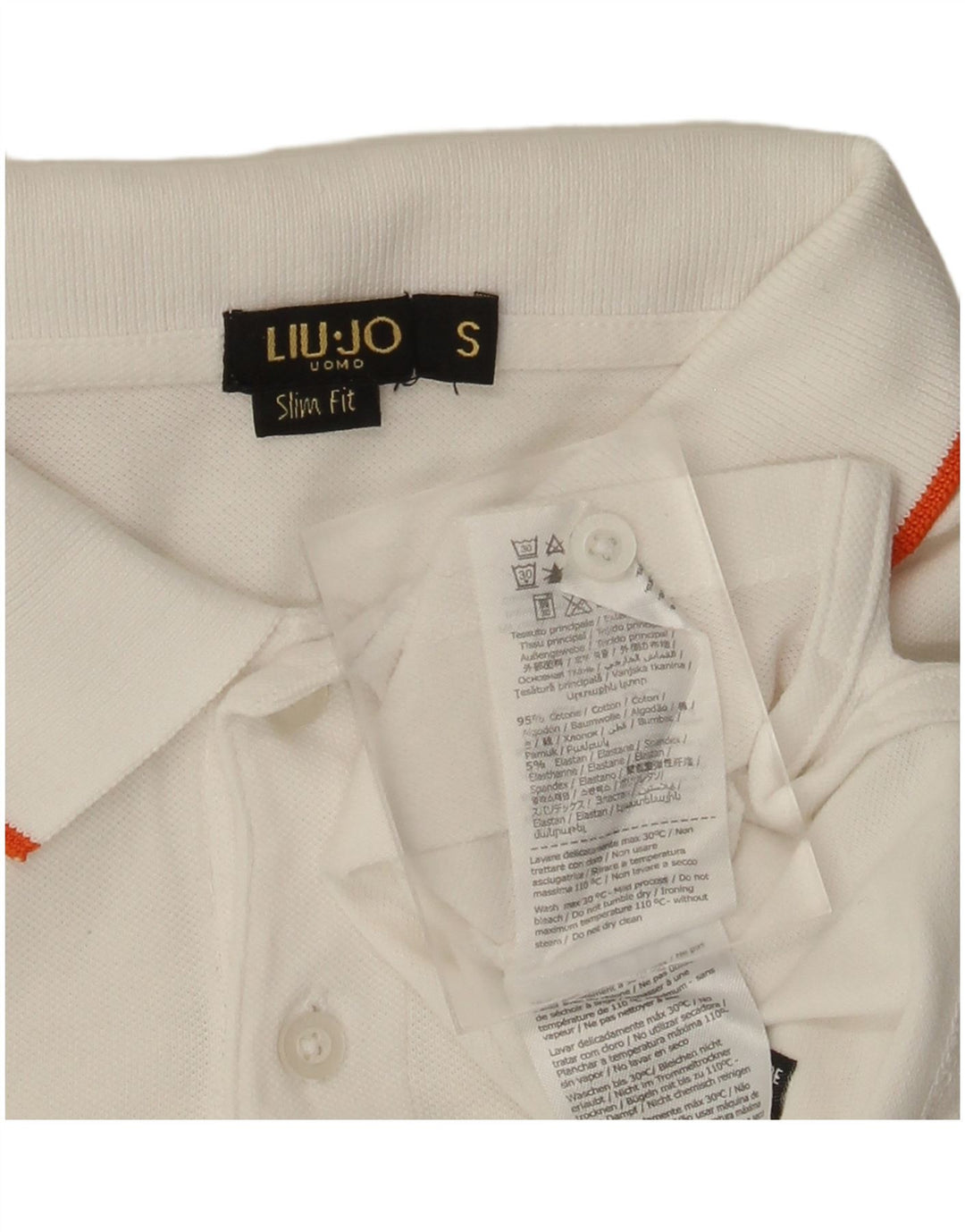 Liu Jo Mens Slim Fit Polo Shirt Small White Cotton