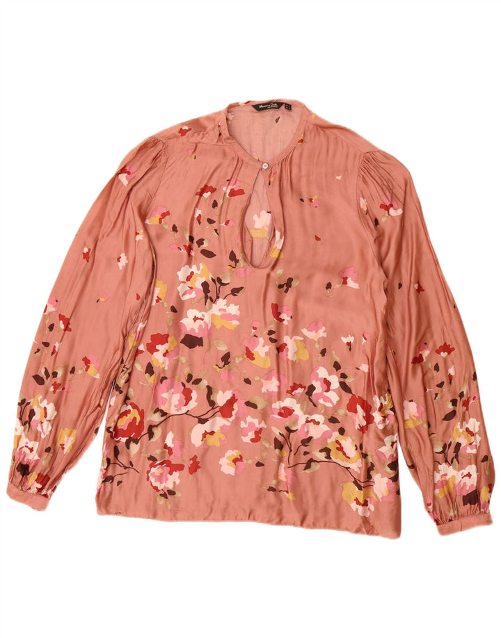Massimo Dutti Womens Blouse Top EU 40 Medium Pink Floral Viscose