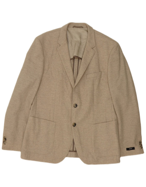 Jaqueta Blazer Masculina Hugo Boss com 2 Botões EU 52 XL Lã Virgem Bege