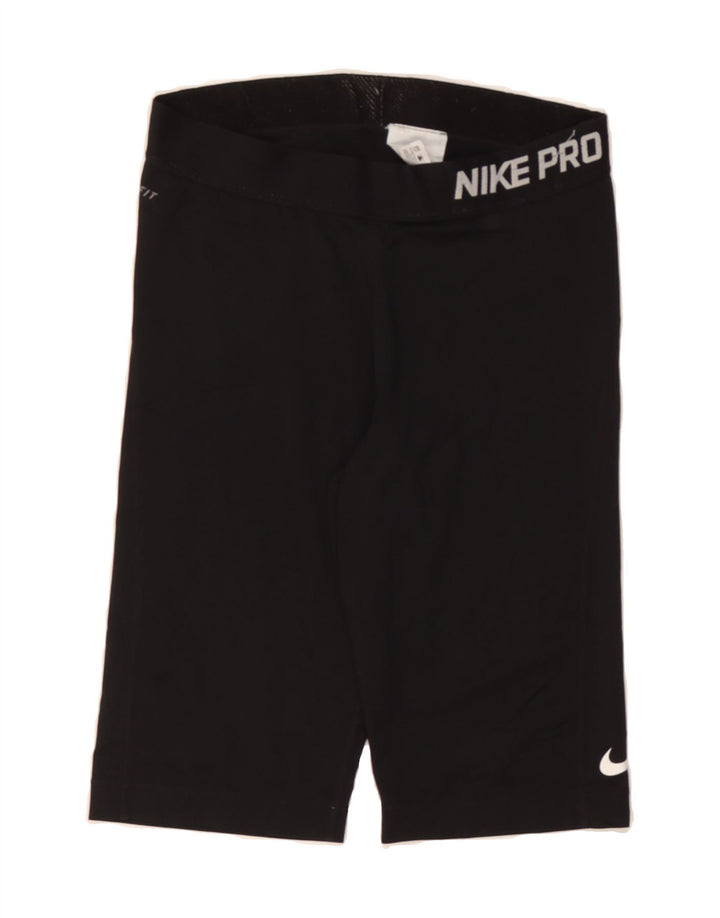 NIKE Womens Dri Fit Graphic Sport Shorts UK 12 Medium  Black Polyester Vintage Nike and Second-Hand Nike from Messina Hembry 