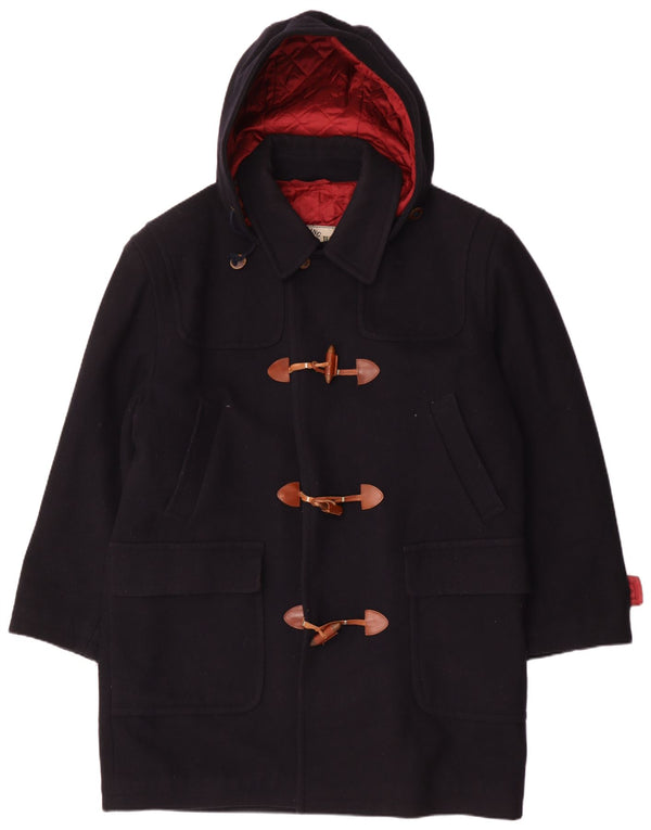 vintage Homme Duffle Coat à capuche IT 52 XL Laine Bleu Marine