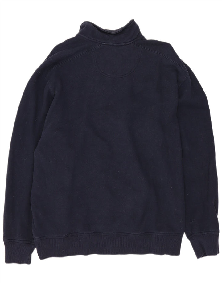 IZOD Mens Zip Neck Sweatshirt Jumper Large Navy Blue Cotton