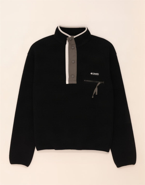 Suéter de lã masculino Columbia com gola com botão 2XS poliéster preto