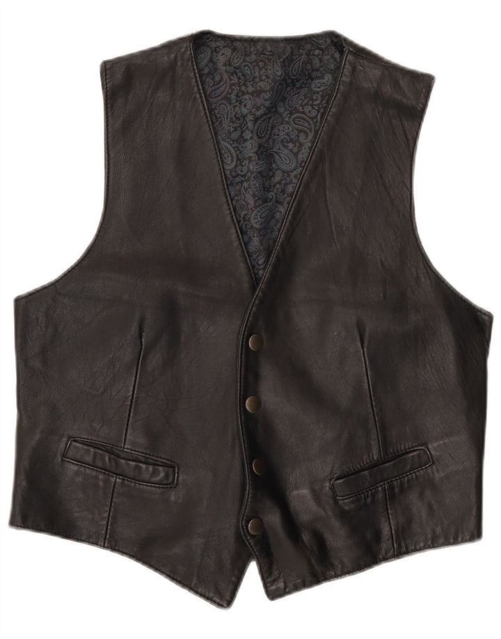 Vintage Herren Lederweste Klein Schwarz