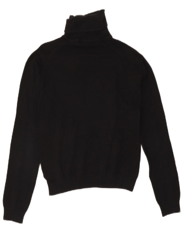 Zara Womens Crop Roll Neck Jumper Sweater UK 12 Medium Black Cotton