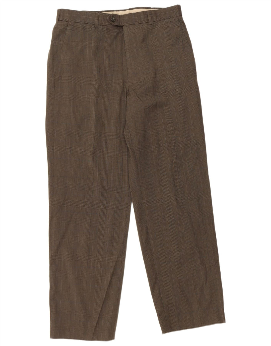 Marks & Spencer Mens Straight Suit Trousers W32 L29 Brown Houndstooth