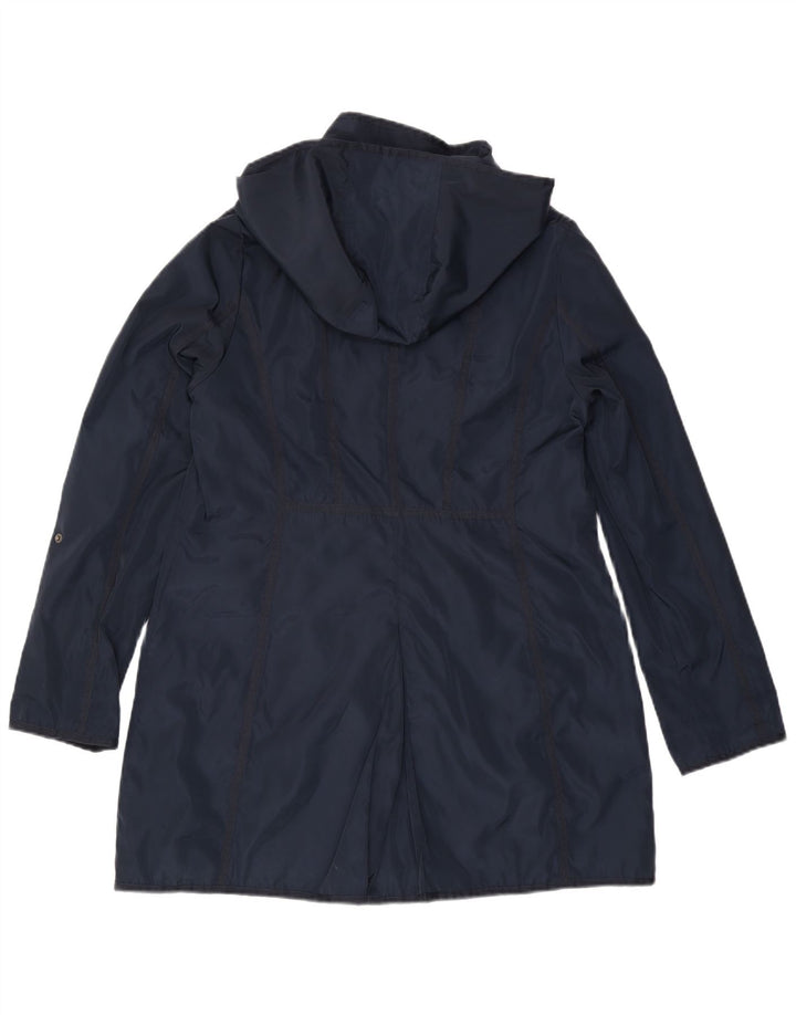 DKNY Dame Hooded Windbreaker Coat UK 16 Large Navy Blue Polyester