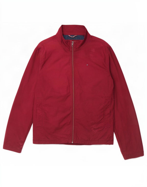 Tommy Hilfiger Ανδρικό Bomber Jacket UK 38 Medium Burgundy Cotton