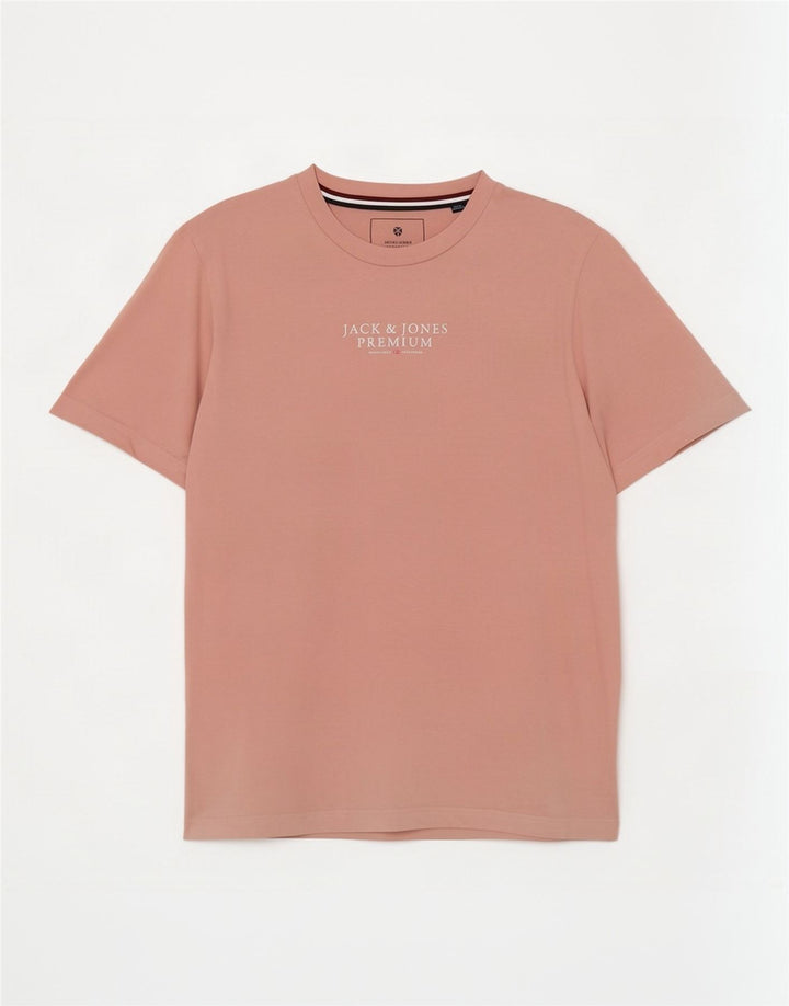 Jack & Jones Mens Graphic T-Shirt Top Medium Pink Cotton